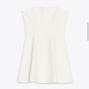 Zara White Strapless A-line Dress for Brides
